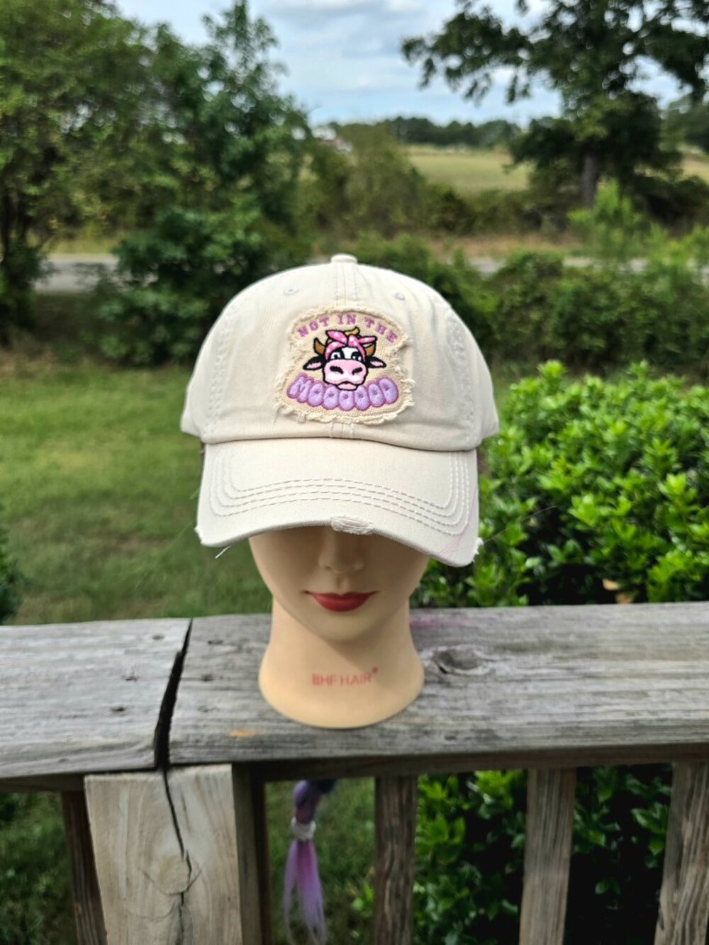 Ladies Cream Not in the Mood Cow Hat new no tags